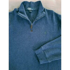 Polo Ralph Lauren Mens XL Blue 1/4 Zipper Mock Neck Pullover Sweater
